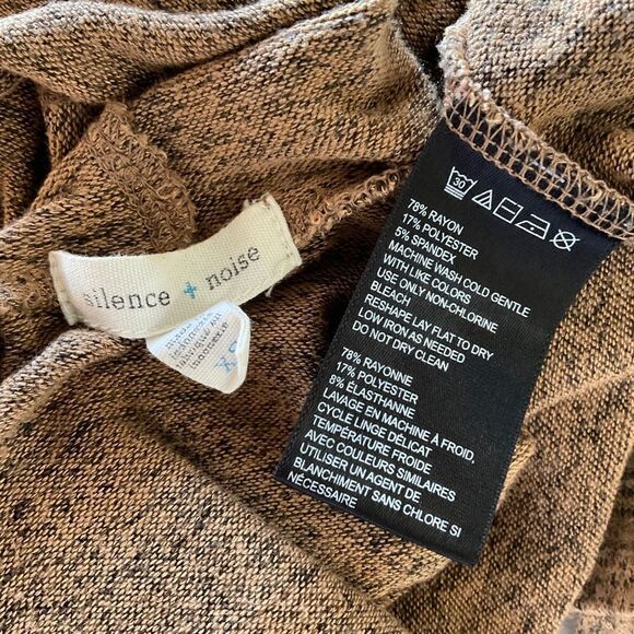 Silence + Noise Tan Brown Speckled Hooded Waterfall Cardigan Sweater XS - Picture 4 of 4